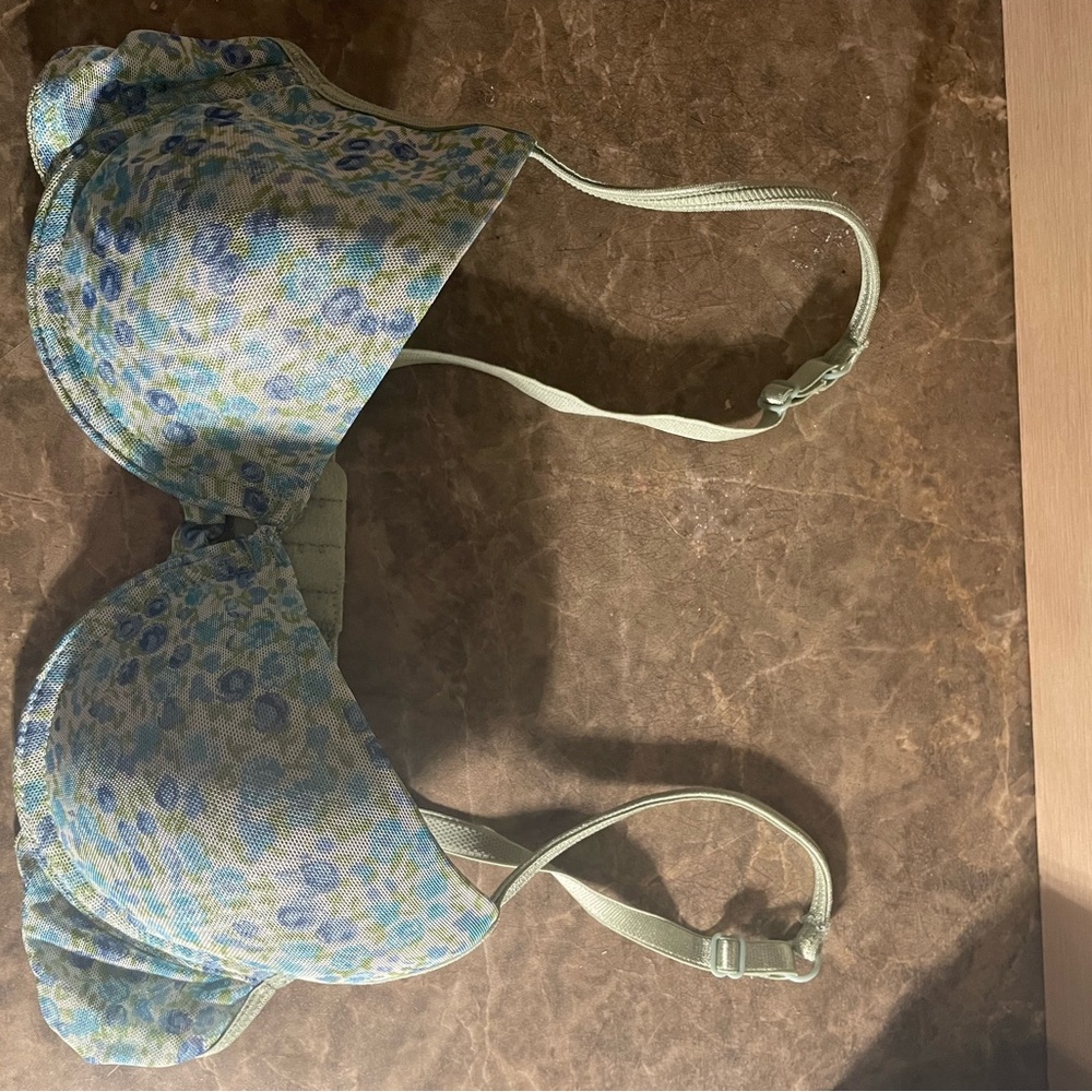 Floral Print Bra with Blue and Green Accents